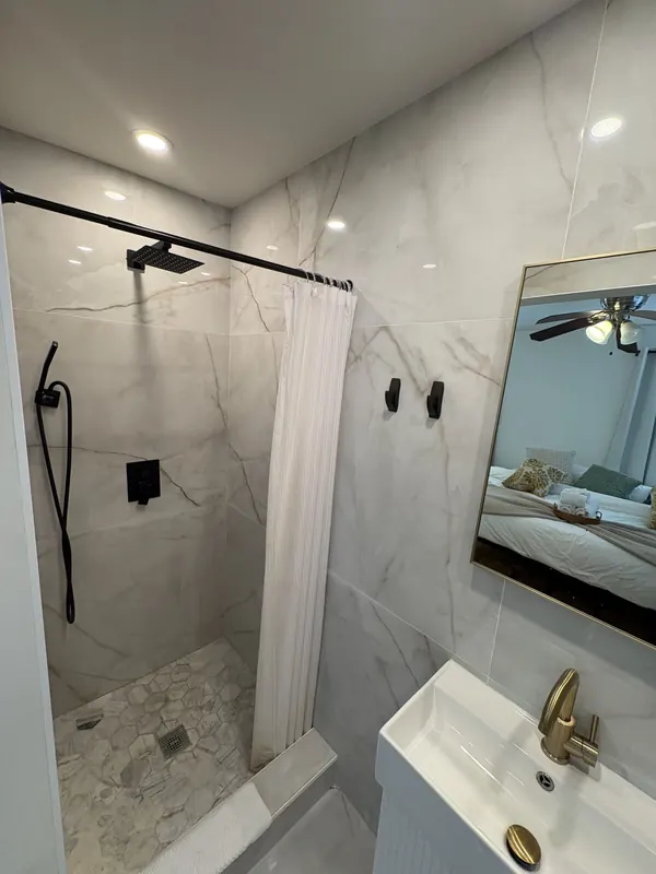 White and gold bathroom remodel